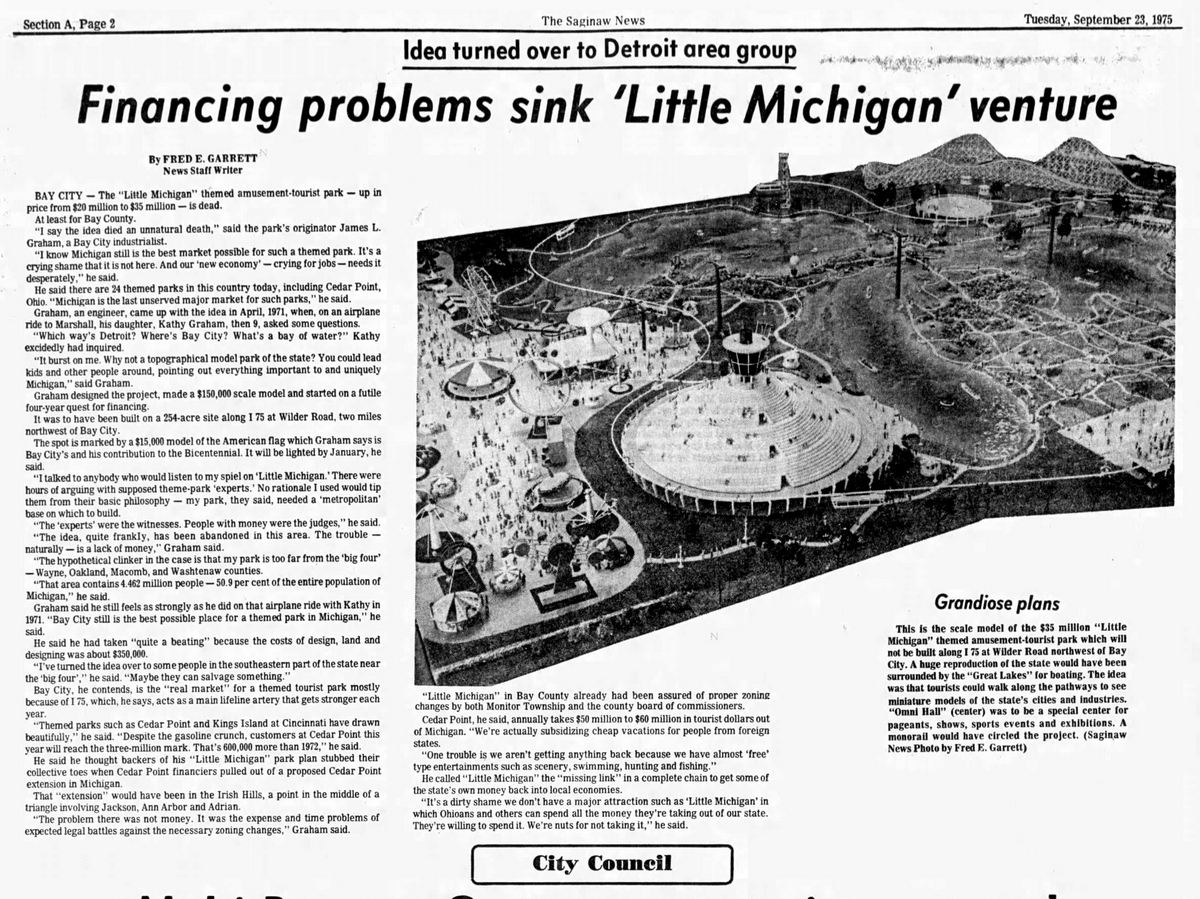 Cedar Point II, Irish Hills Amusement Park, Kingdom of Adventure, Little Michigan - Little Michigan Sept 1975